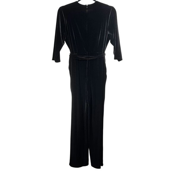 Chico's Pants - NEW Chico's Womens Black Wide Leg Waist Tie Elegant Velvet Jumpsuit Size 3 US 16